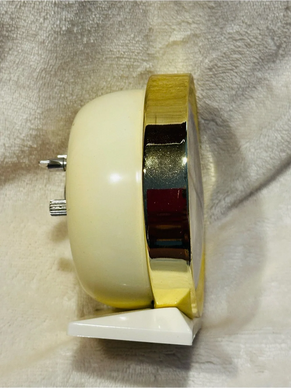 Vintage Equity Minibell Wind Up Alarm Clock Gold Trim Glow In Dark Hands